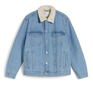 Bershka Shearling Light Denim Jacket
